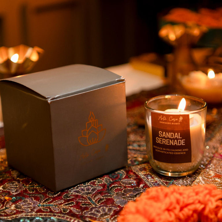 Scented candle with gift box- Sandalwood - https://artecasa.in/