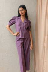 Aadya Moda Women's Kala Cotton Merlot Chic Ensemble Shirt