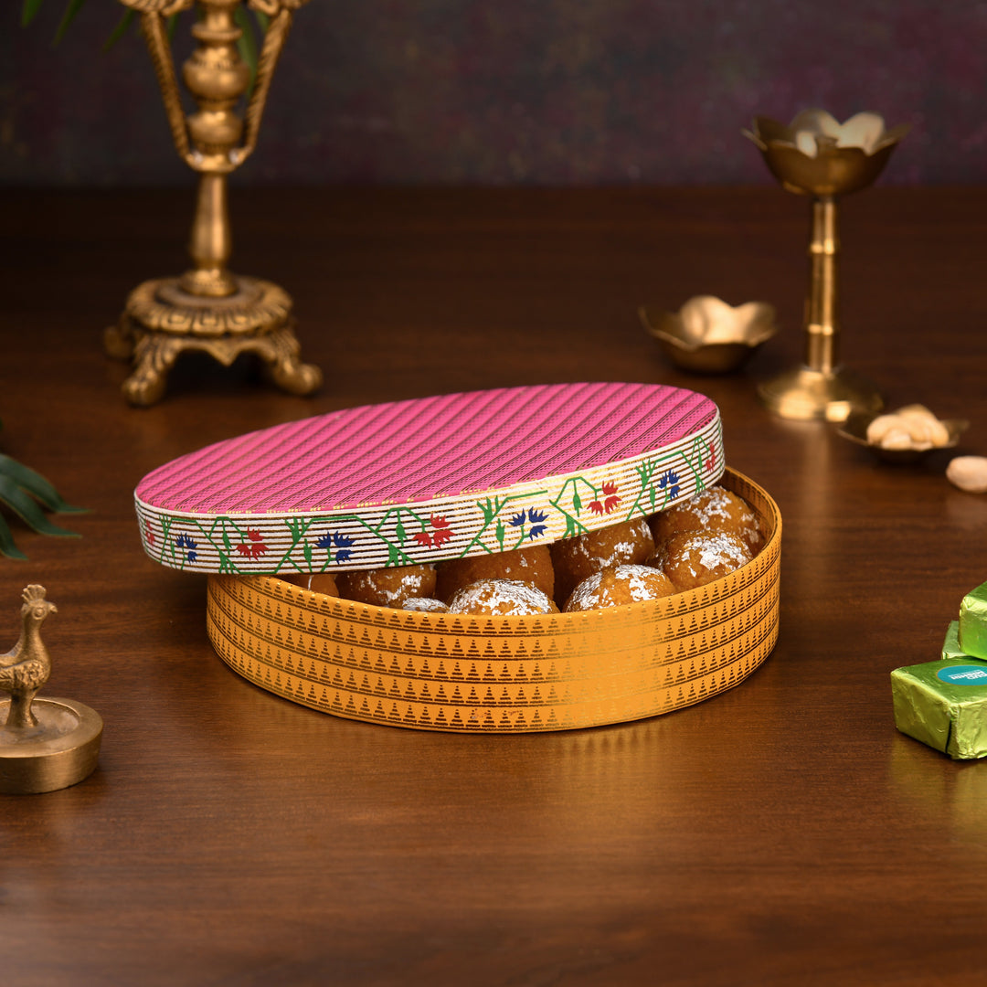 Paithani Round Gift Box (Set of 2)