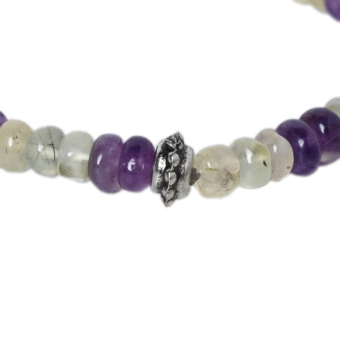 Elevate their Spirits with our Amethyst and Prehnite Healing Gemstone Bracelet - A Perfect Gift for Your Loved One"