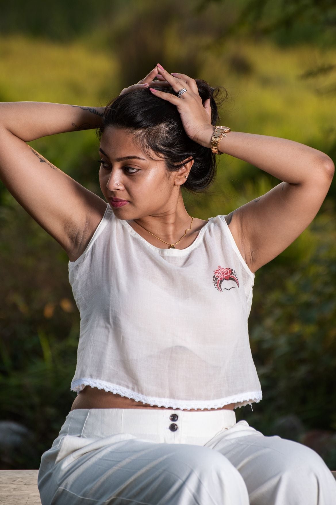 Roses for Frida Handloom Organic Cotton Crop Top