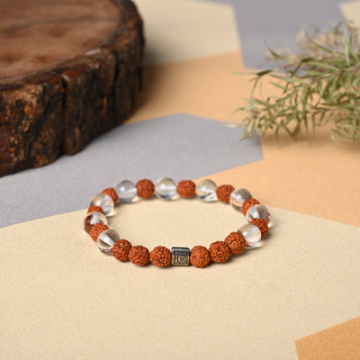 Bamboology Trends Healing Gemstone Bracelet - Quartz Crystal and Rudraksha Unite for Wellness