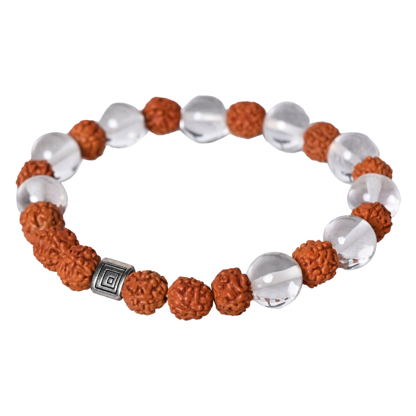 Bamboology Trends Healing Gemstone Bracelet - Quartz Crystal and Rudraksha Unite for Wellness