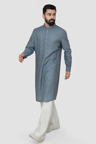 Adam Leaves Daksh- Men's Linen Kurta