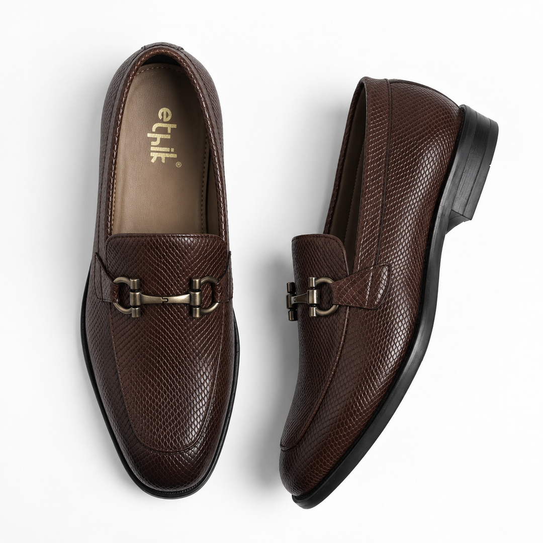 Stunner Brown Textured Loafers