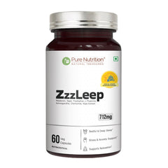Pure Nutrition ZzzLeep Sleep Support Supplement  | Melatonin, L-Theanine, Ashwagandha | 60 Veg Capsules