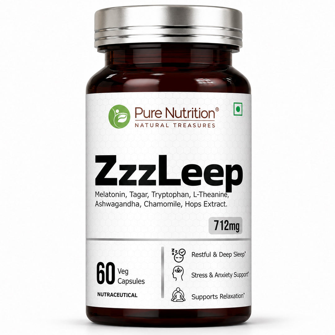 ZzzLeep Sleep Support Melatonin, L-Theanine & Tryptophan | Veg Tablets