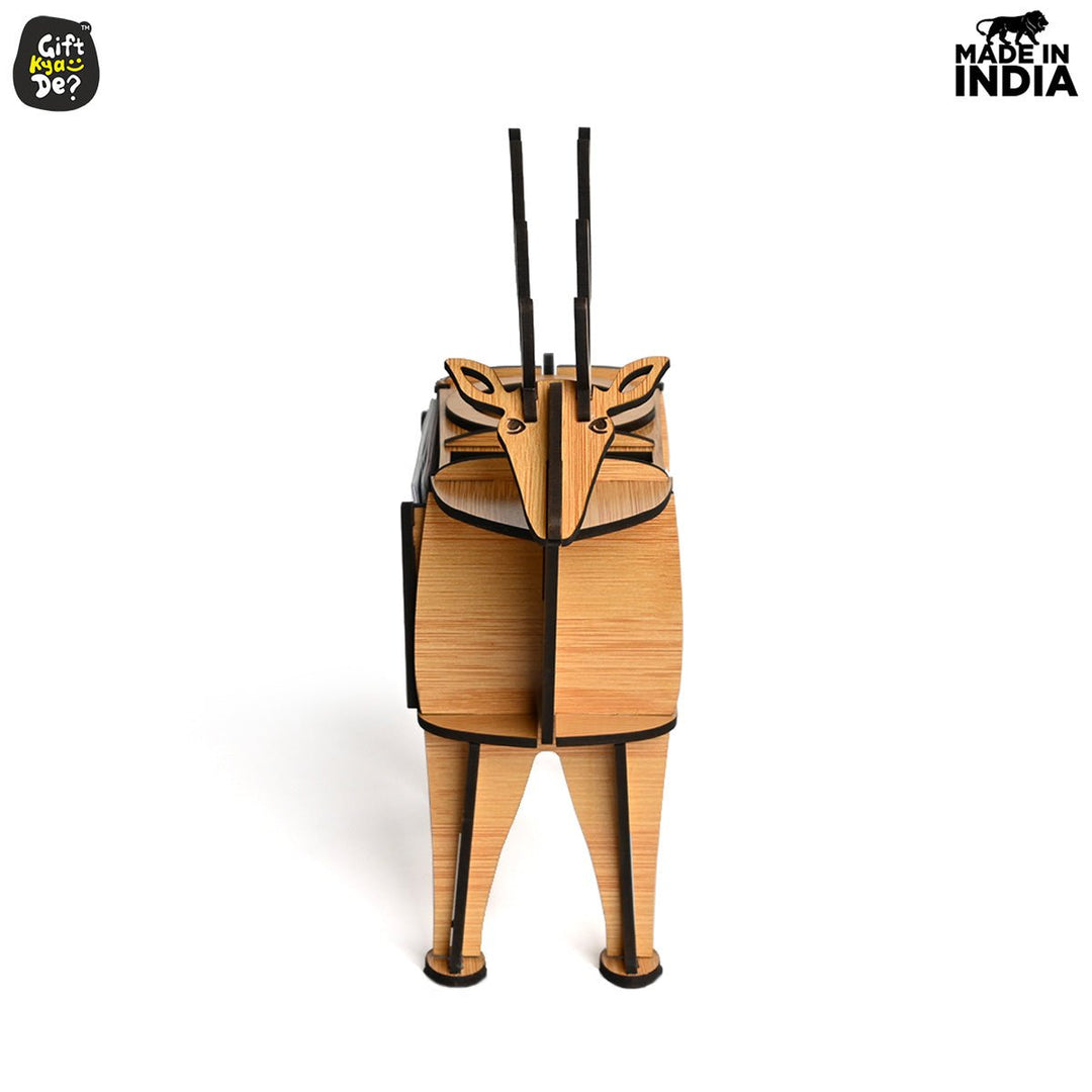 Gift Kya De Deer Showpiece | Desk Organizer With Clock & Calendar 2024 | Home & Office Decor