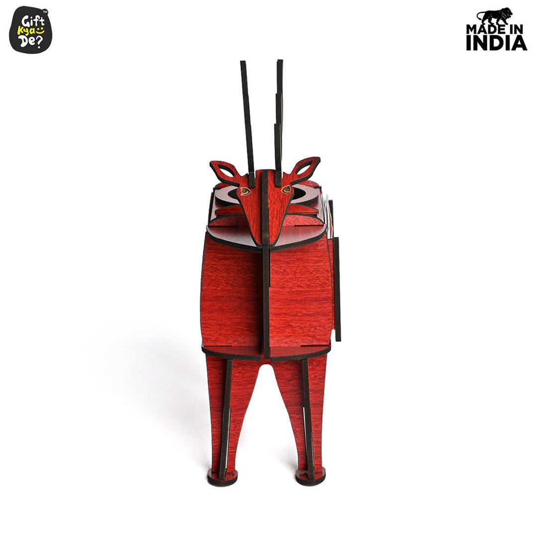 Gift Kya De Deer Showpiece | Desk Organizer With Clock & Calendar 2024 | Home & Office Decor