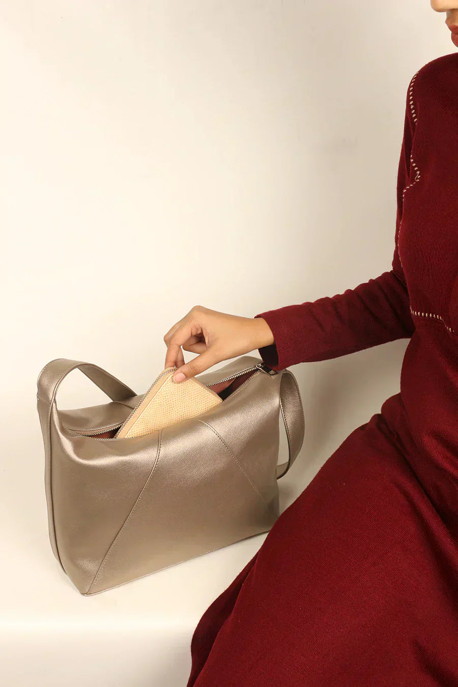 The House Of Ganges Demi Hobo Vegan Leather Bag