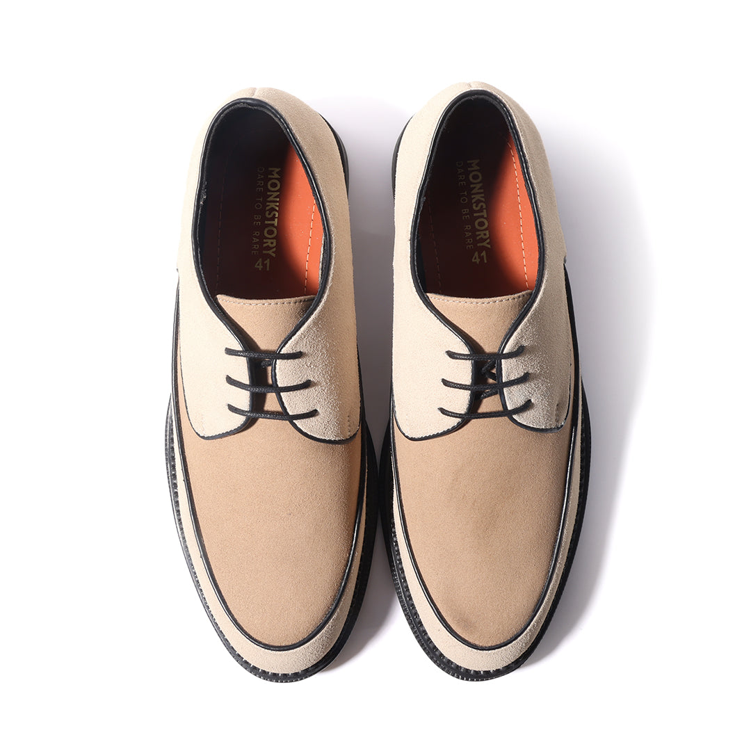 Monkstory Atelier 1860 Dual Tone Derby Lace-Ups – Sand Beige