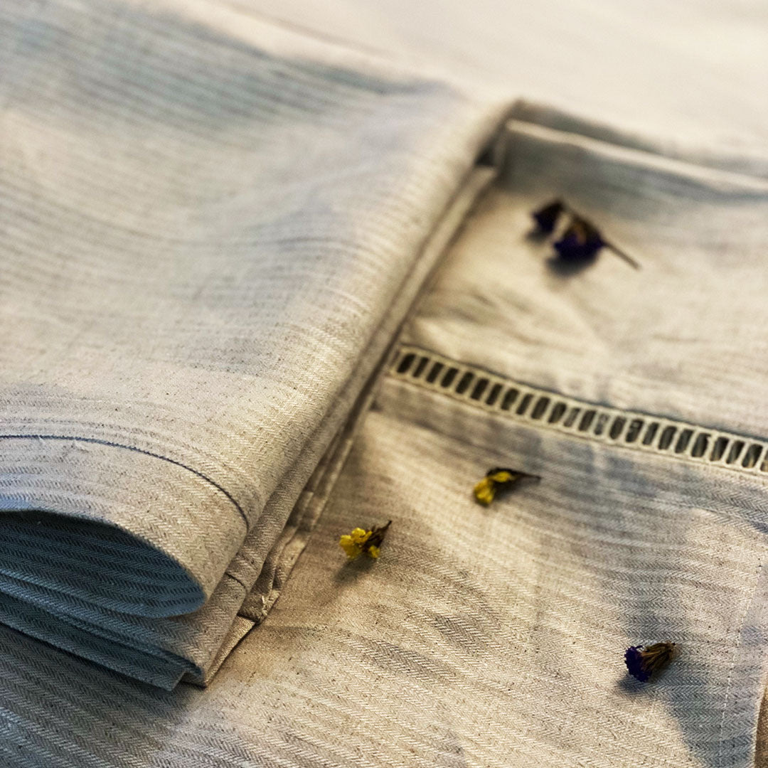 Pravaah Dharti Bedsheet |100% Hemp King Size Bedsheet in herringbone weave