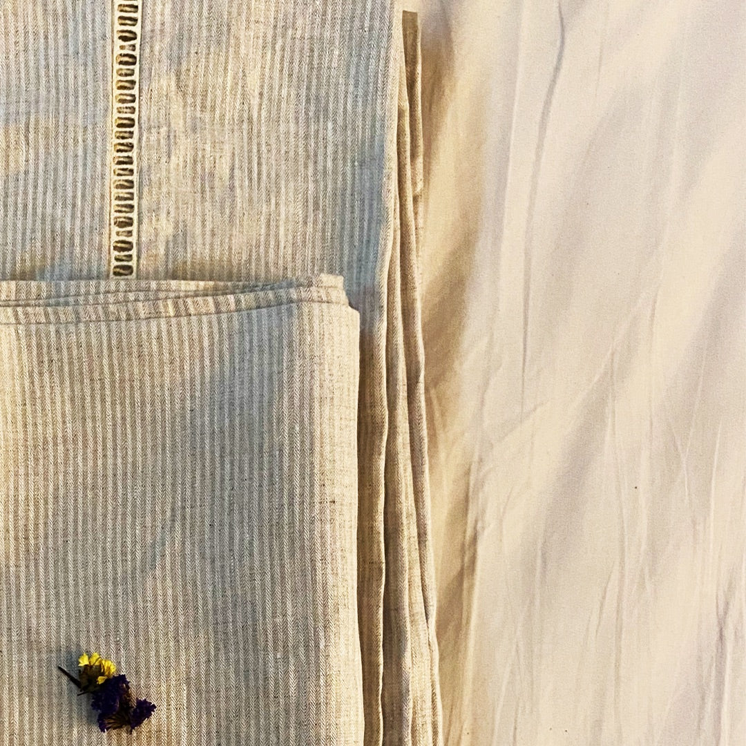 Pravaah Dharti Bedsheet |100% Hemp King Size Bedsheet in herringbone weave