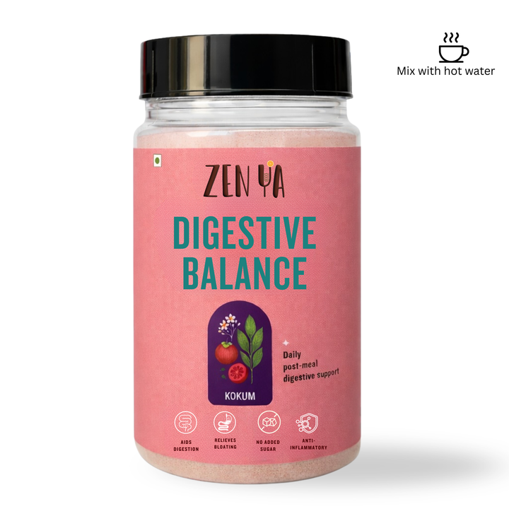 Jar of Zen Ya Digestive Balance on a white background