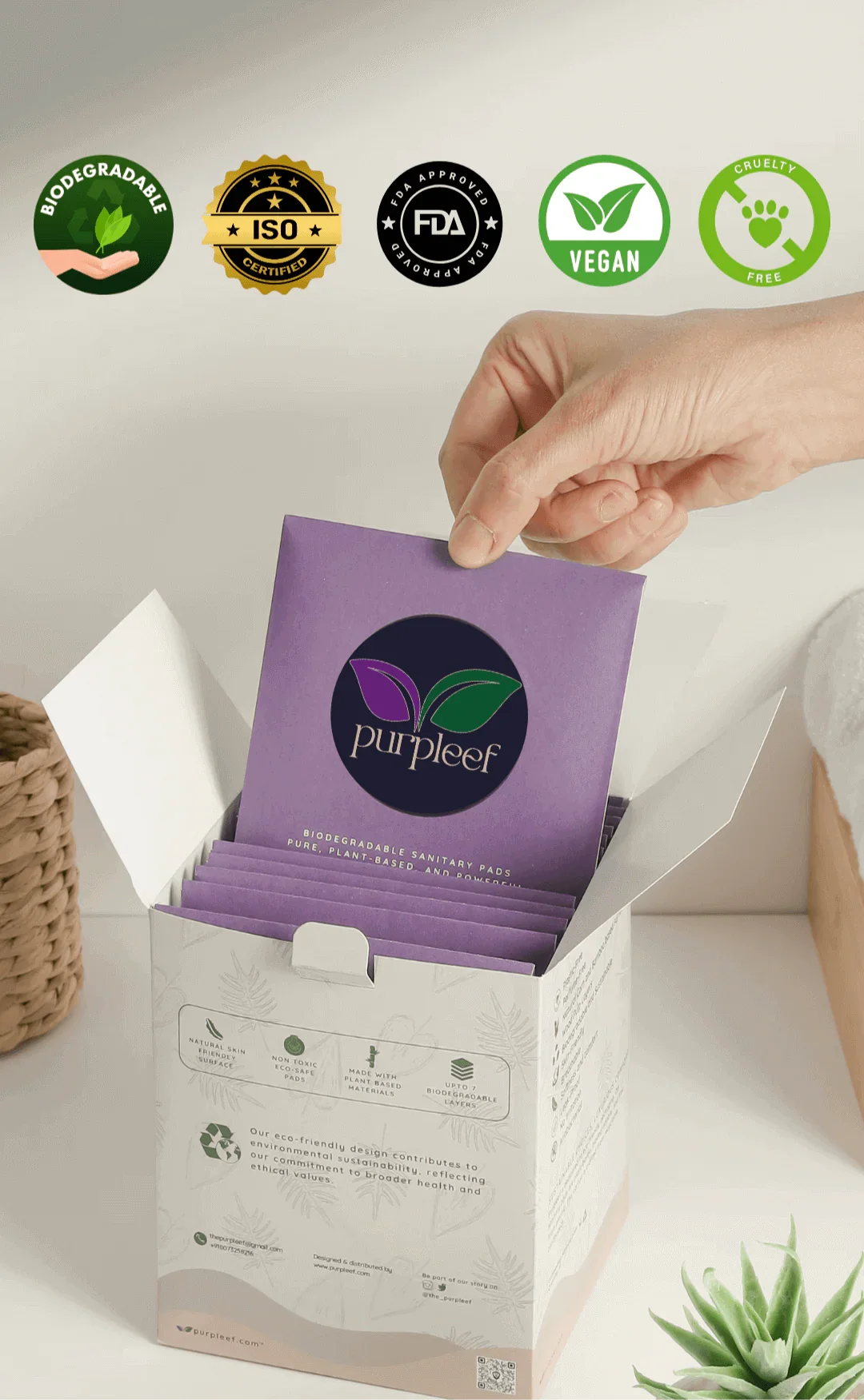 Purpleef Bamboo & Corn Fiber Sanitary Pads