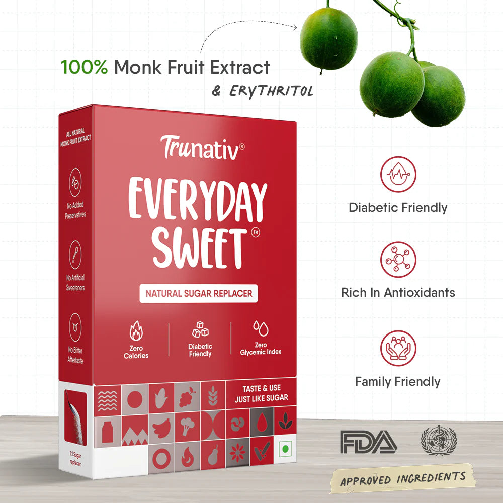 TruNativ Everyday Sweet 900 gram| 1:1 Sugar Replacer | Zero Calories | 100% Natural | Monk Fruit Extract