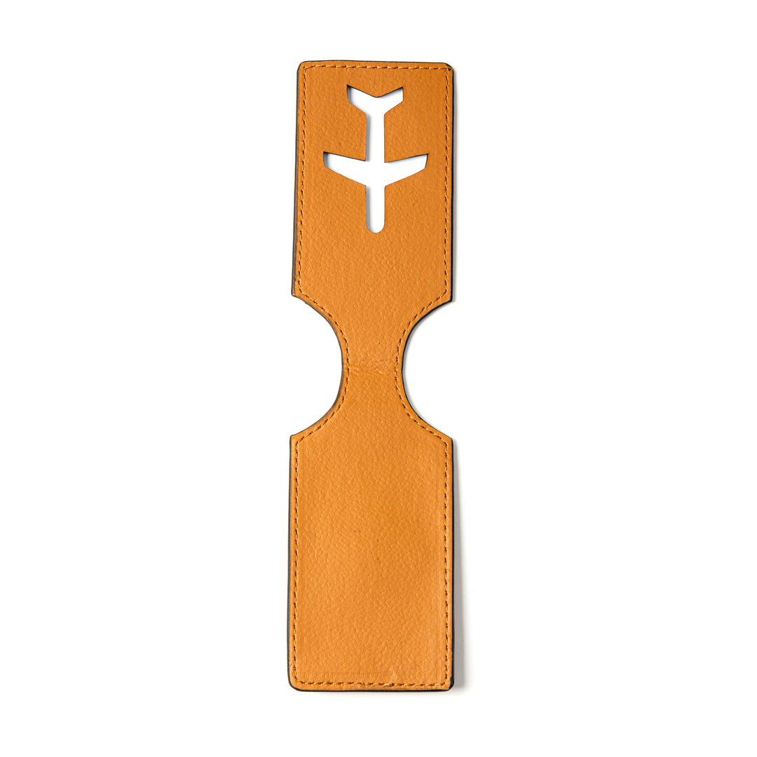 Green Hermitage Airplane Vegan Leather Travel Tag - Tan Matt