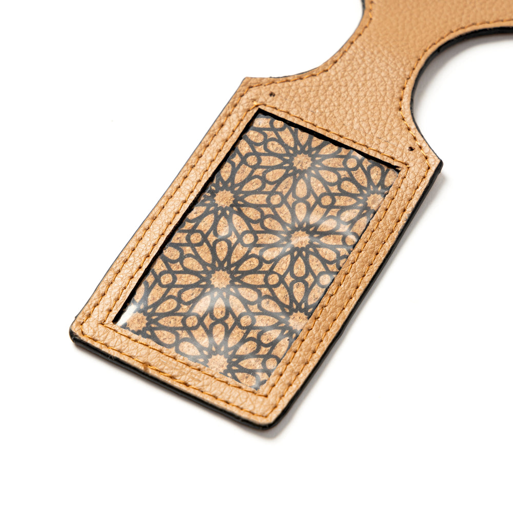 Green Hermitage Airplane Vegan Leather Travel Tag - Caramel