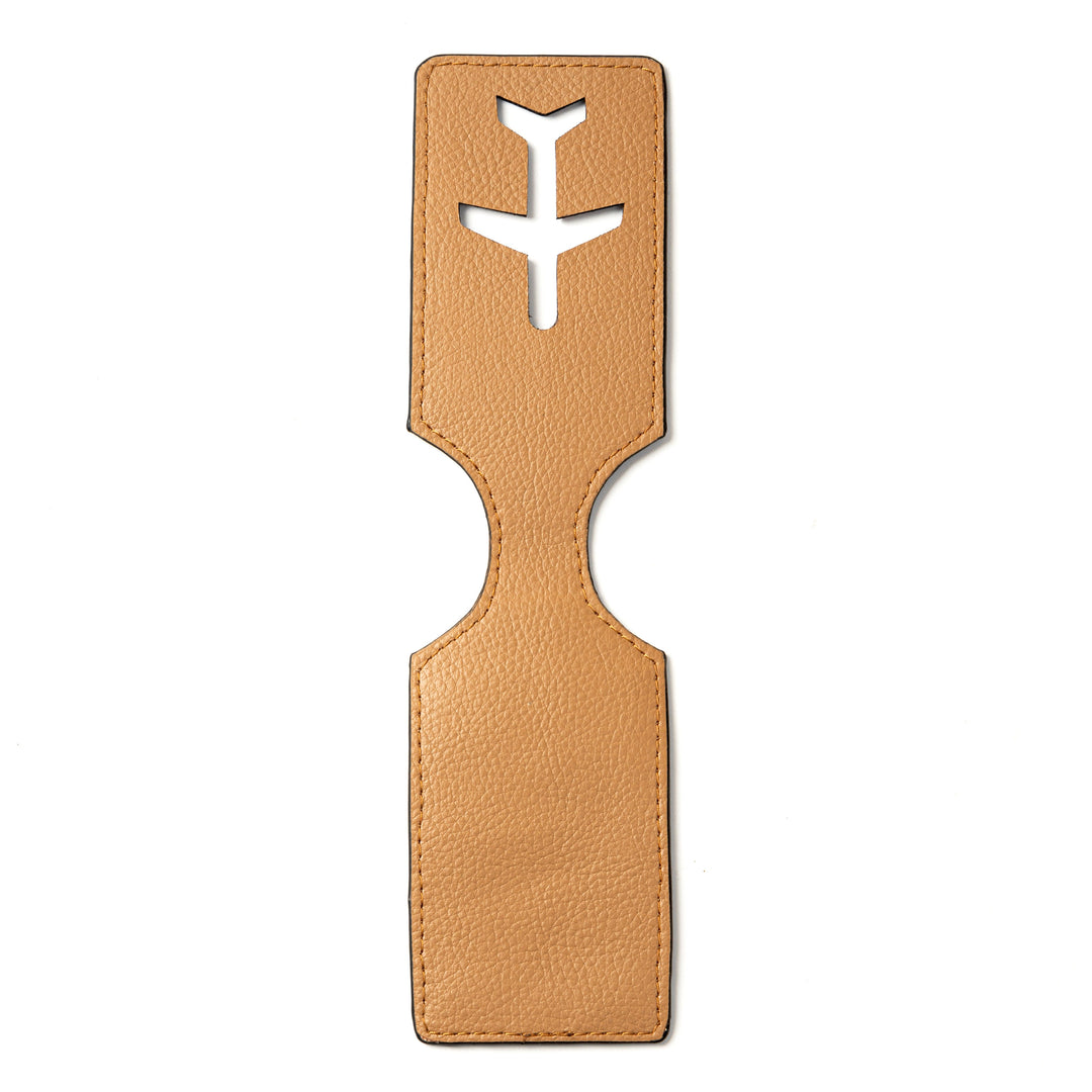 Green Hermitage Airplane Vegan Leather Travel Tag - Caramel