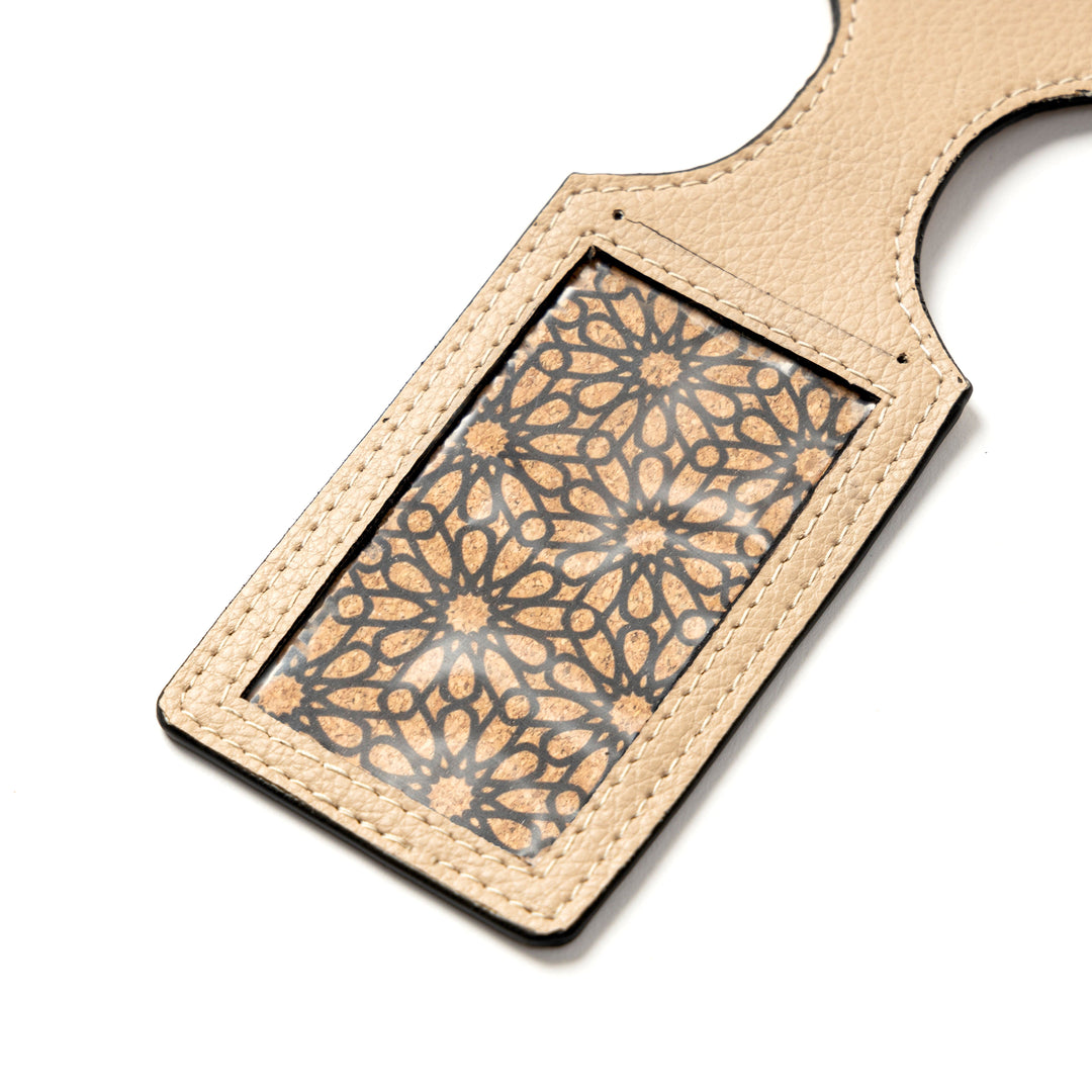 Green Hermitage Airplane Vegan Leather Travel Tag - Almond