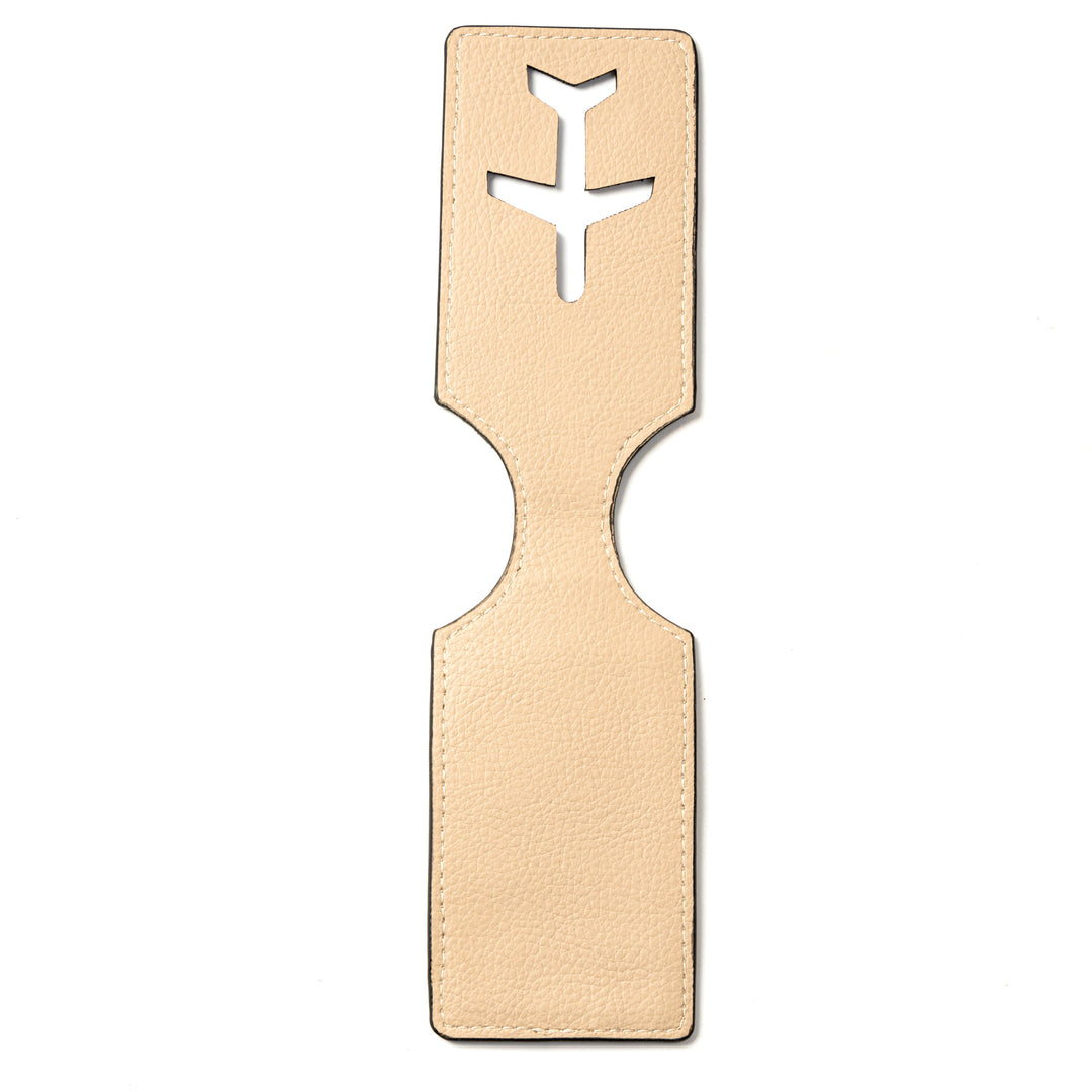 Green Hermitage Airplane Vegan Leather Travel Tag - Almond