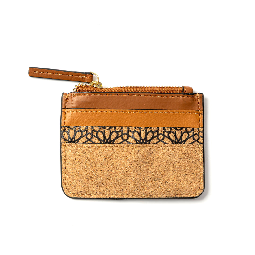 Green Hermitage Iris Vegan Leather Cardholder - Tawny Brown, Tan Matt