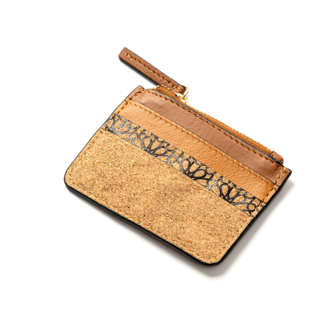 Green Hermitage Iris Vegan Leather Cardholder - Tawny Brown, Tan Matt