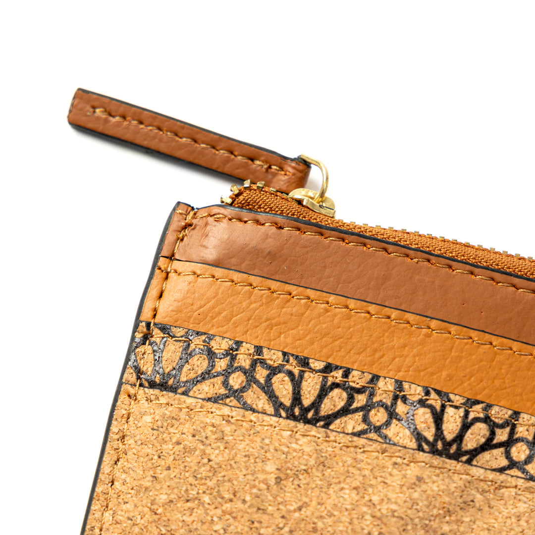 Green Hermitage Iris Vegan Leather Cardholder - Tawny Brown, Tan Matt