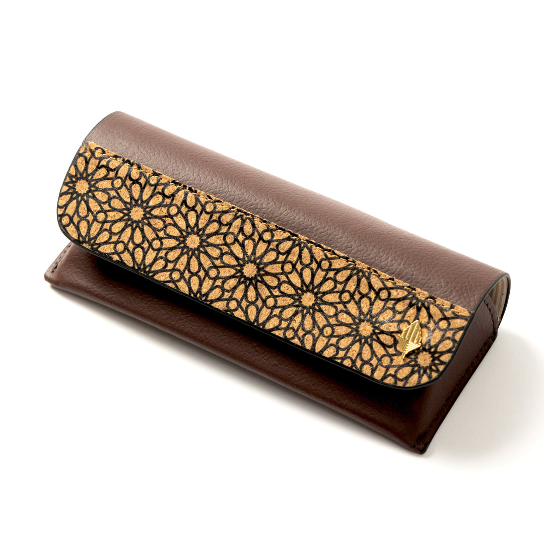 Green Hermitage Handcrafted, Vegan Leather Eyewear Case - Brown