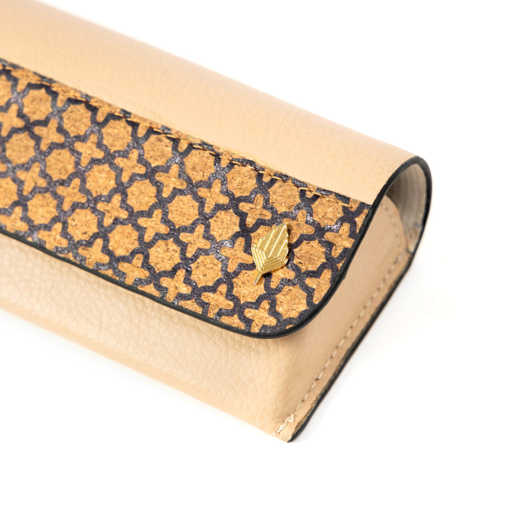 Green Hermitage Handcrafted, Vegan Leather Eyewear Case - Almond