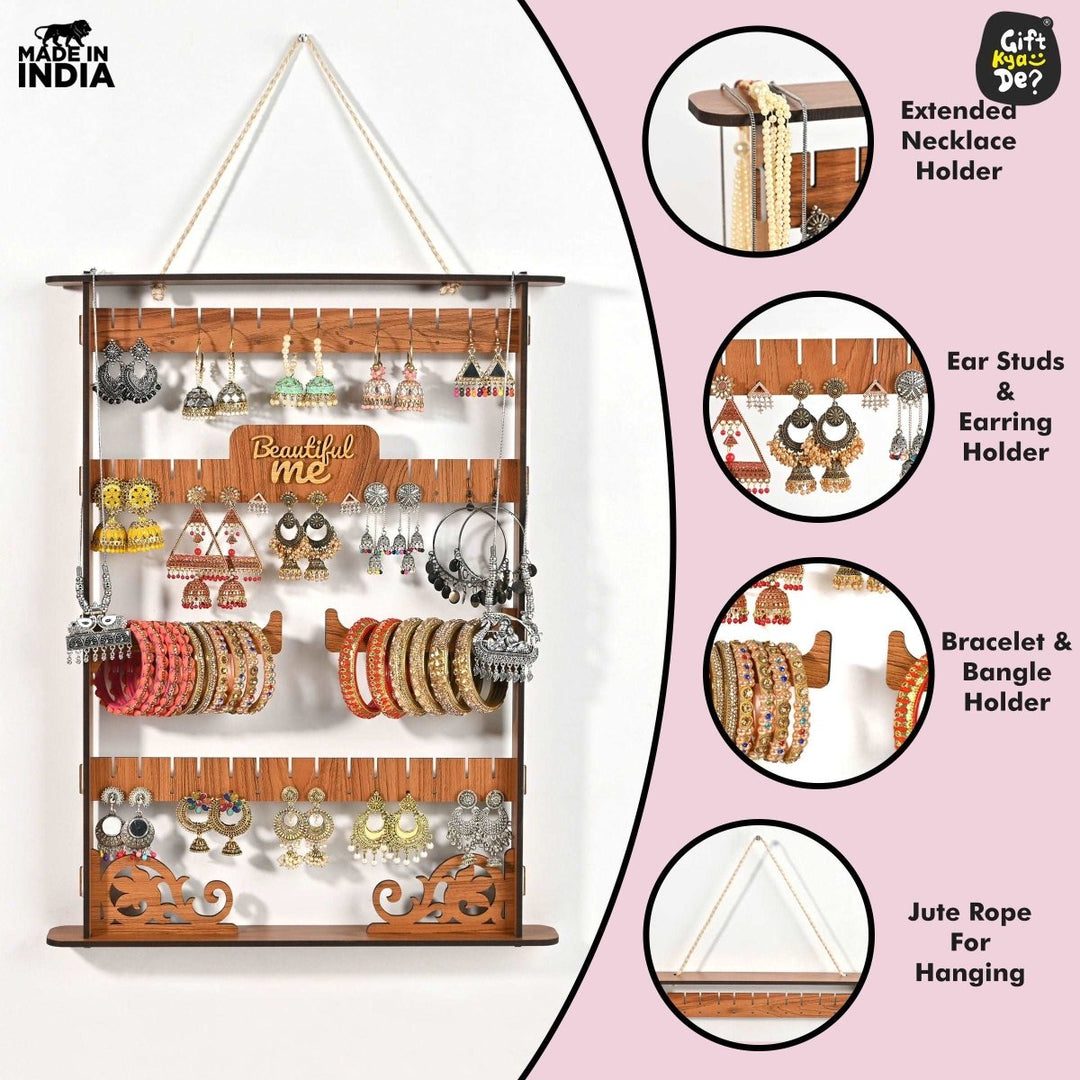 Gift Kya De Elegant Jewelry Stand Organizer for Women | Jewelry Holder for Necklaces, Bracelets, Earrings and Bangles (DIY)