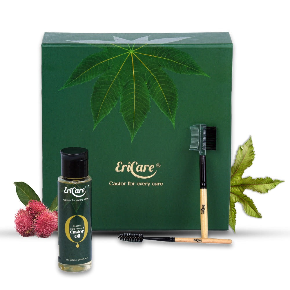 Eyelashes and Eyebrows Growth Oil | Organic Castor Oil Kit | Long Eyelashes | Thick Eyebrows