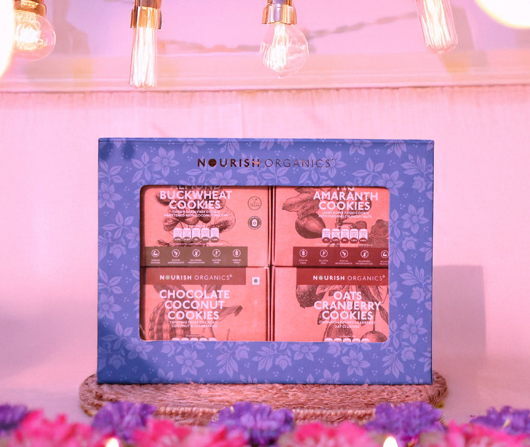 NOURISH ORGANICS Holiday Superfood Cookies Box | Healthy Gifting Pack of 4