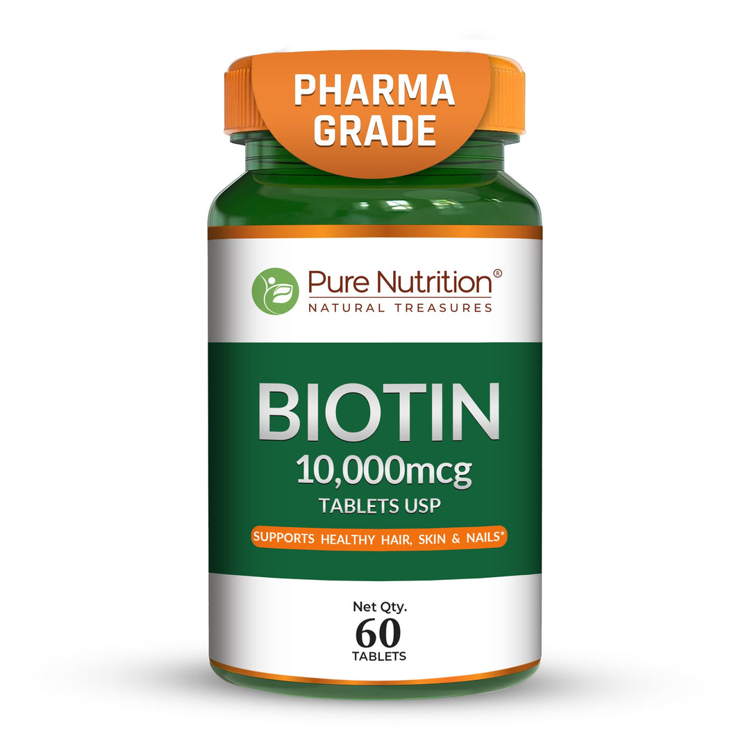 Biotin 10,000 mcg Pharma Grade | Hair, Skin & Nail Health | 60 Capsules