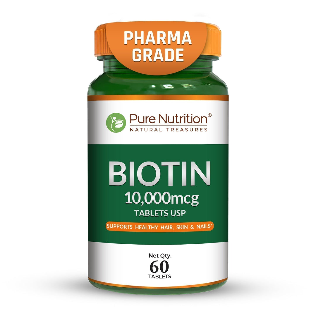 Biotin 10,000 mcg Pharma Grade | Hair, Skin & Nail Health | 60 Capsules