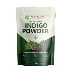 Pure Nutrition Natural Organic Indigo Powder for Hair | Herbal Hair Color Powder for Black & Dark Brown Shades