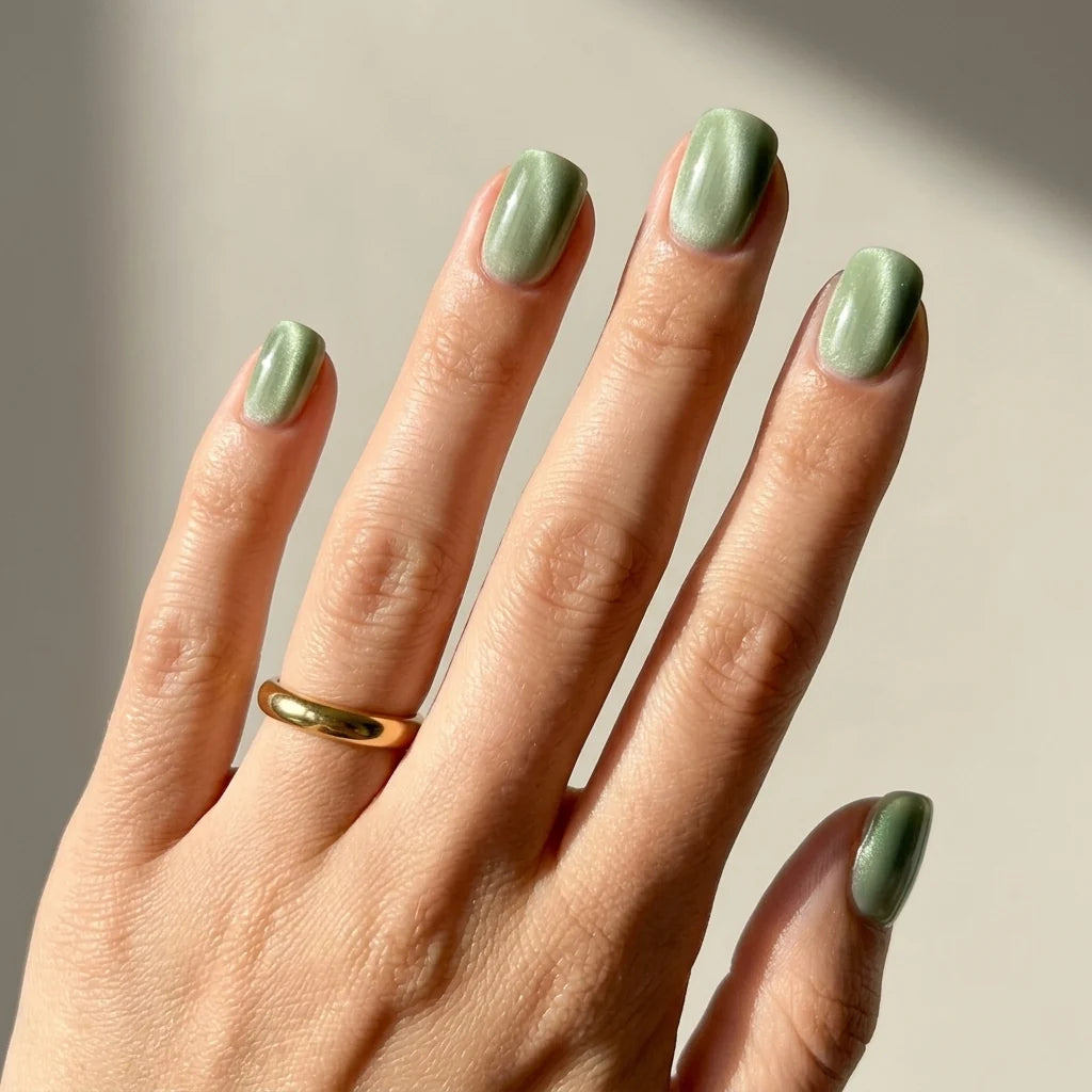 Gush Beauty Pistachio Glaze | Medium Square, Press On Nails