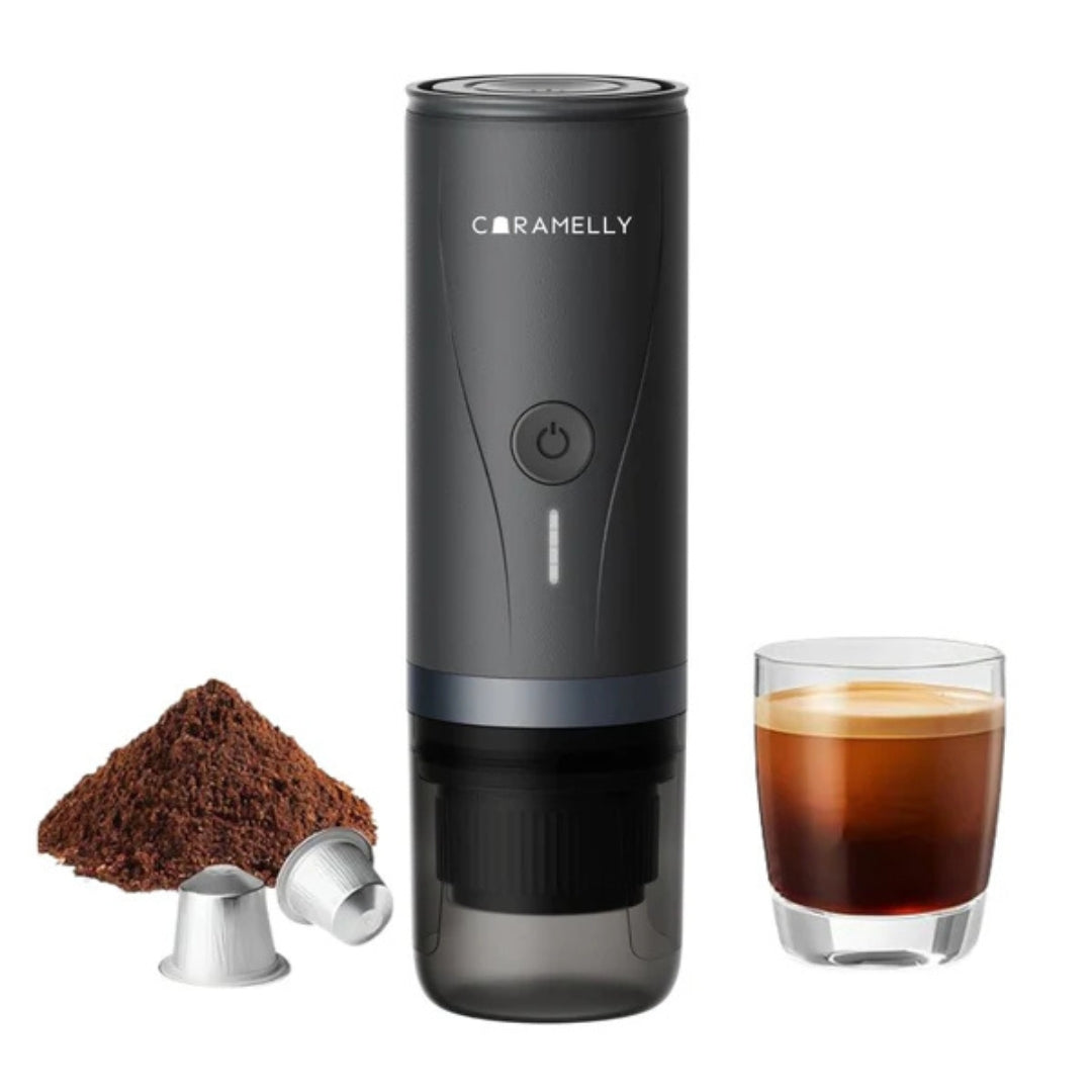 Caramelly Fikapresso  Portable Espresso Maker| Coffee Machine Compatible with Nespresso Coffee Pods & Grounds | Electric Mini Coffee Maker | Perfect for Travel, Outdoors, Home or Office