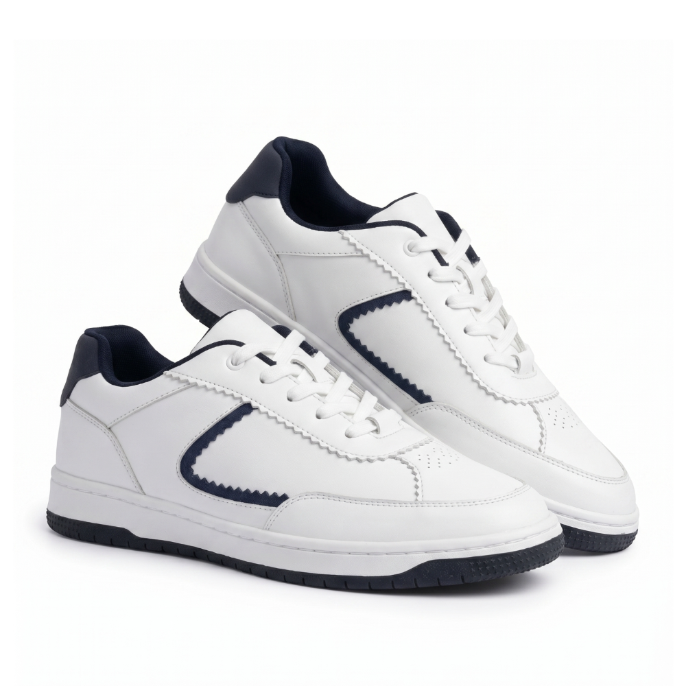 Flaire-Blue Textured Lace-Up Sneakers