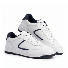 Flaire-Blue Textured Lace-Up Sneakers