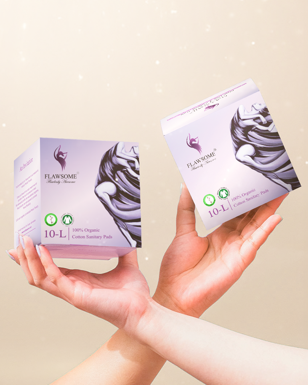 Flawsome 100% Organic Sanitary Pads | High Absorption | Cotton Sanitary Pads | Soft and Rash Free | Toxin-Free (Pack of 60, XXL)