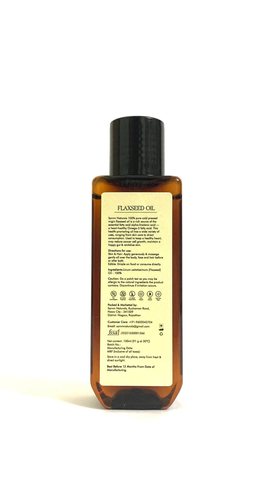 Flaxseed Oil - Cold Pressed 100ml