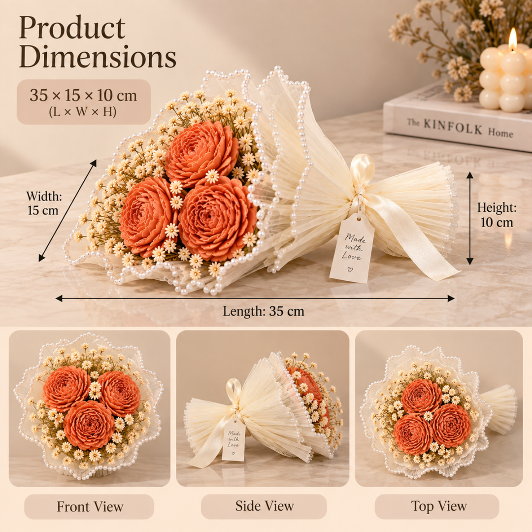 Corail Elegant – Coral Sola Wood Flower Bouquet