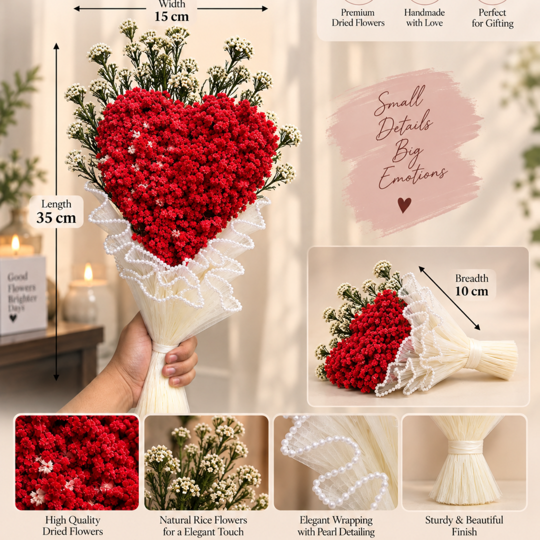 Amour Ecarlate – Heart-Shaped Sola Flower Bouquet