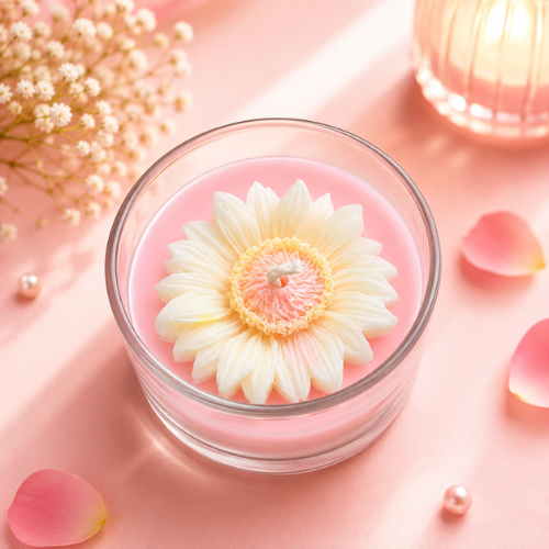 Marguerite Rosée – Blush Daisy Floral Candle