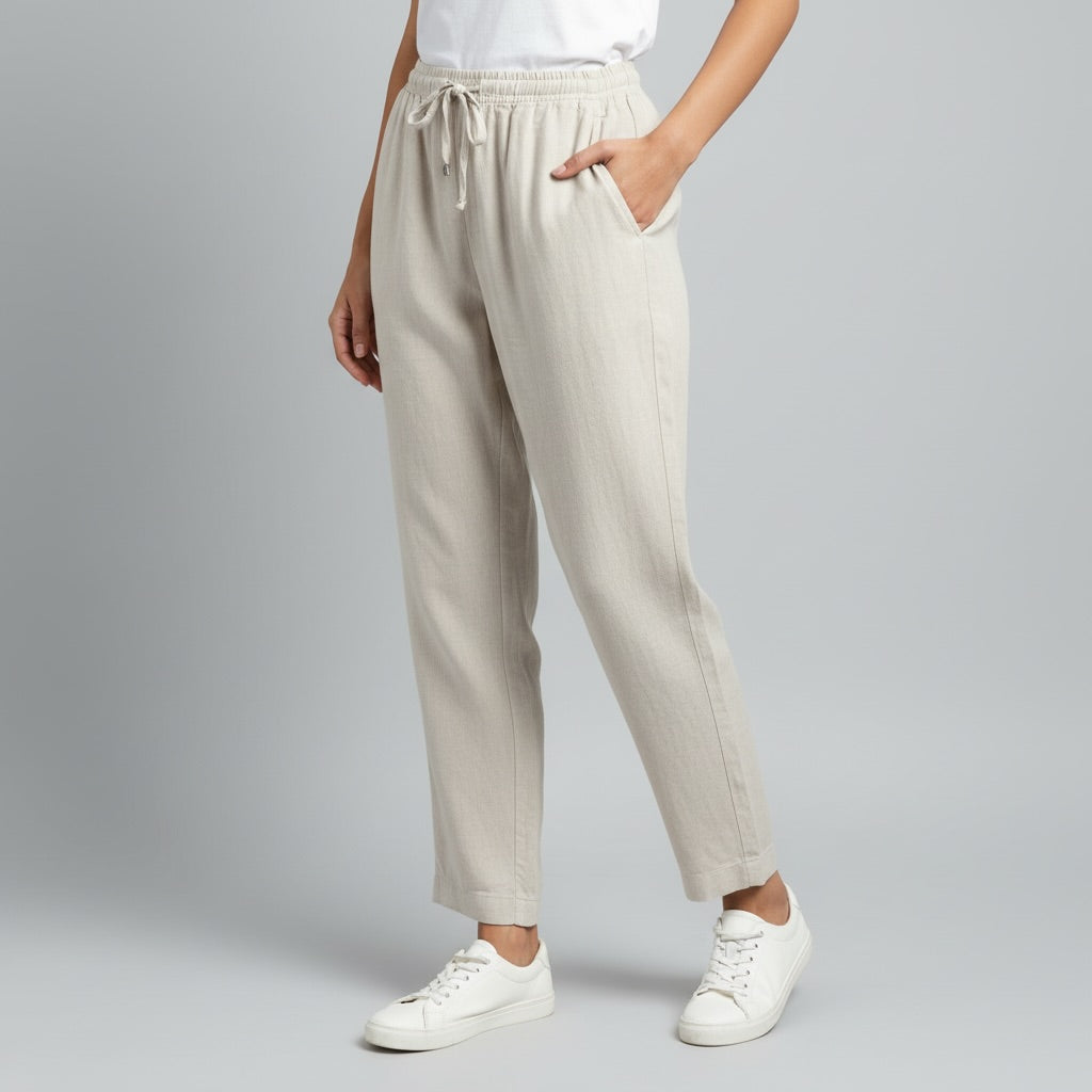 100% Premium Linen Relaxed fit Pants- Women