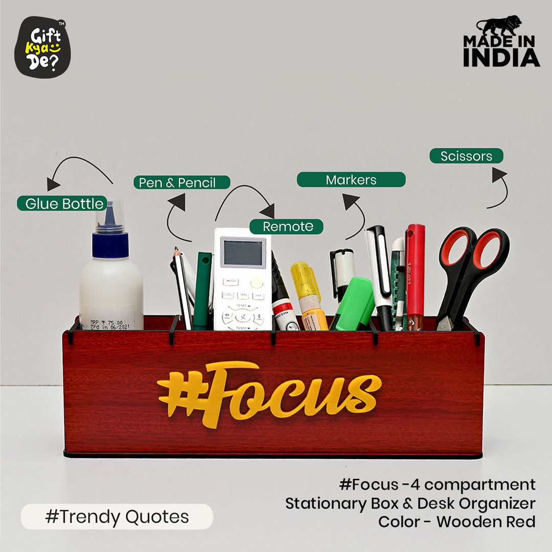 Gift Kya De Motivational Desk Organizer | 4 Compartments | Desk Accessories