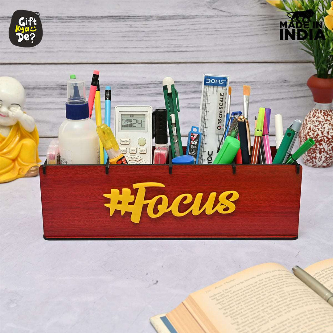Gift Kya De Motivational Desk Organizer | 4 Compartments | Desk Accessories