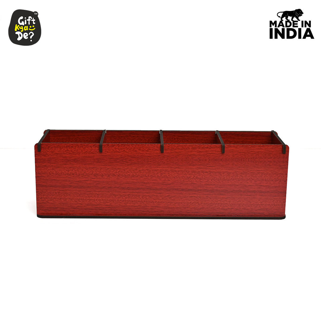 Gift Kya De Motivational Desk Organizer | 4 Compartments | Desk Accessories