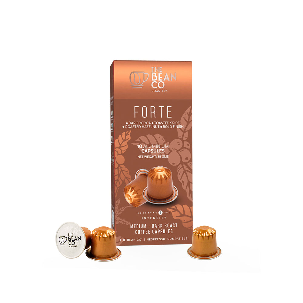 The Bean Co Roasters Forte Aluminium Coffee Capsules | Intensity 9 | Bold & Full-Bodied | Medium - Dark Roast | 100% Premium Arabica